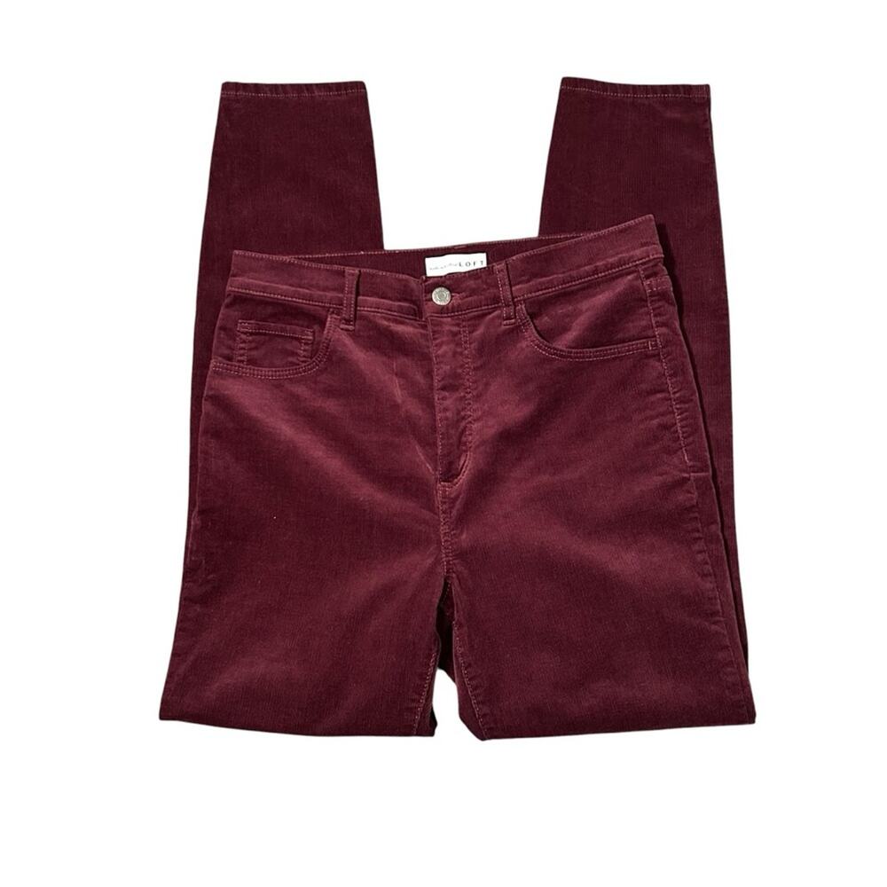 Loft High-Rise Corduroy Pants Jeans Plum Burgundy Size 28 / 6 Classic Inseam 28"